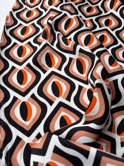 SMITHERS 001 orange geometrical  viscose satin print