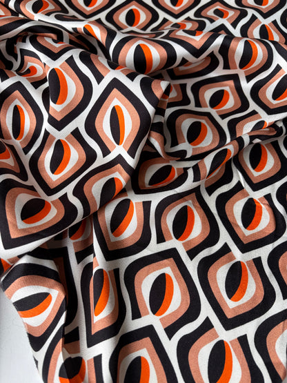 SMITHERS 001 orange geometrical  viscose satin print