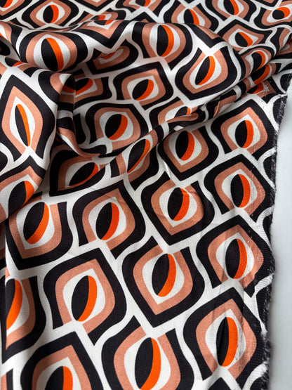 SMITHERS 001 orange geometrical  viscose satin print