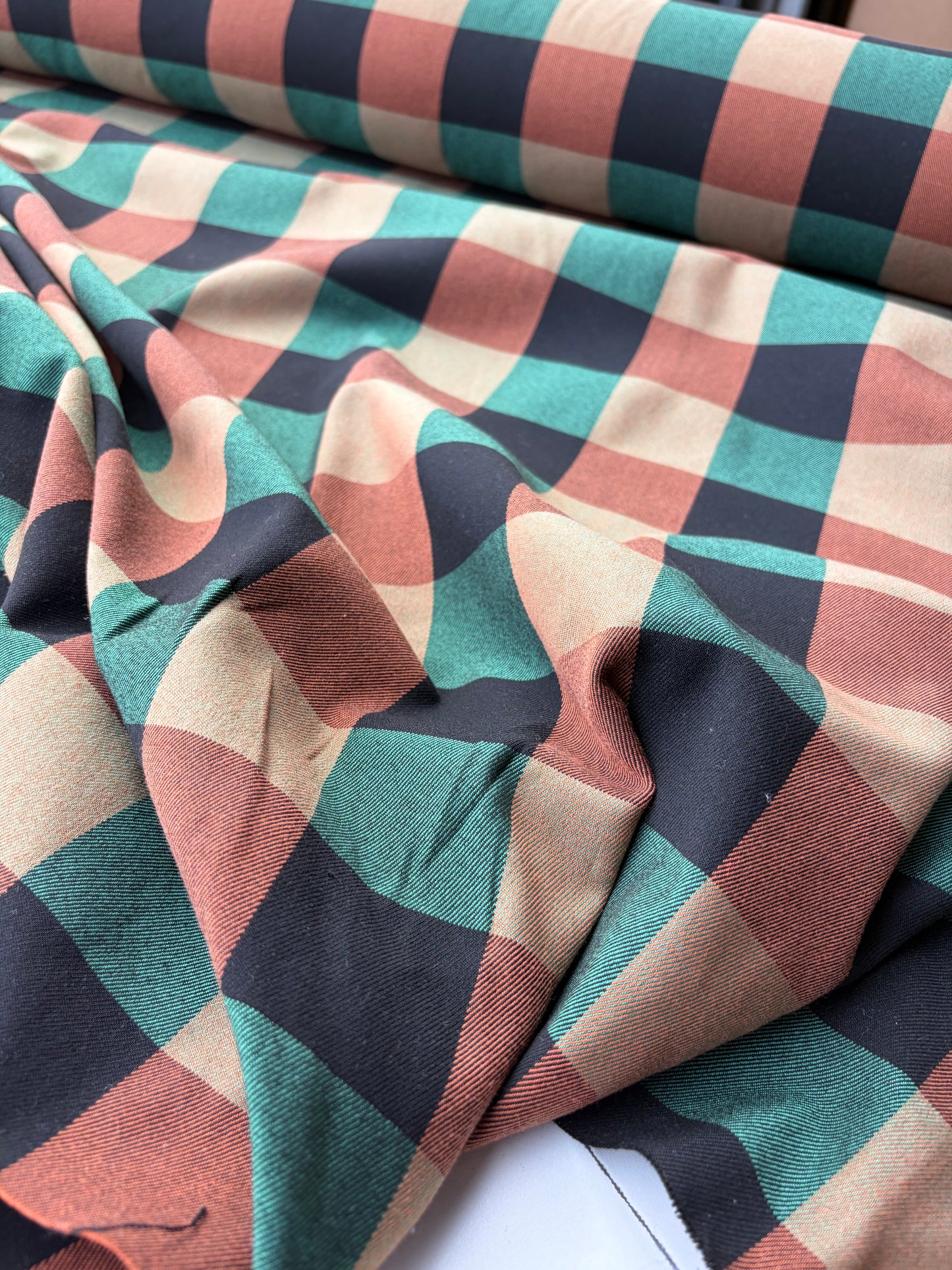 SMITHERS 011 khaky/brown  checkered heavy cotton flannel