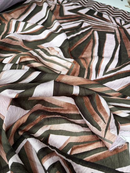 SMITHERS 016 khaky double border viscose graphical print