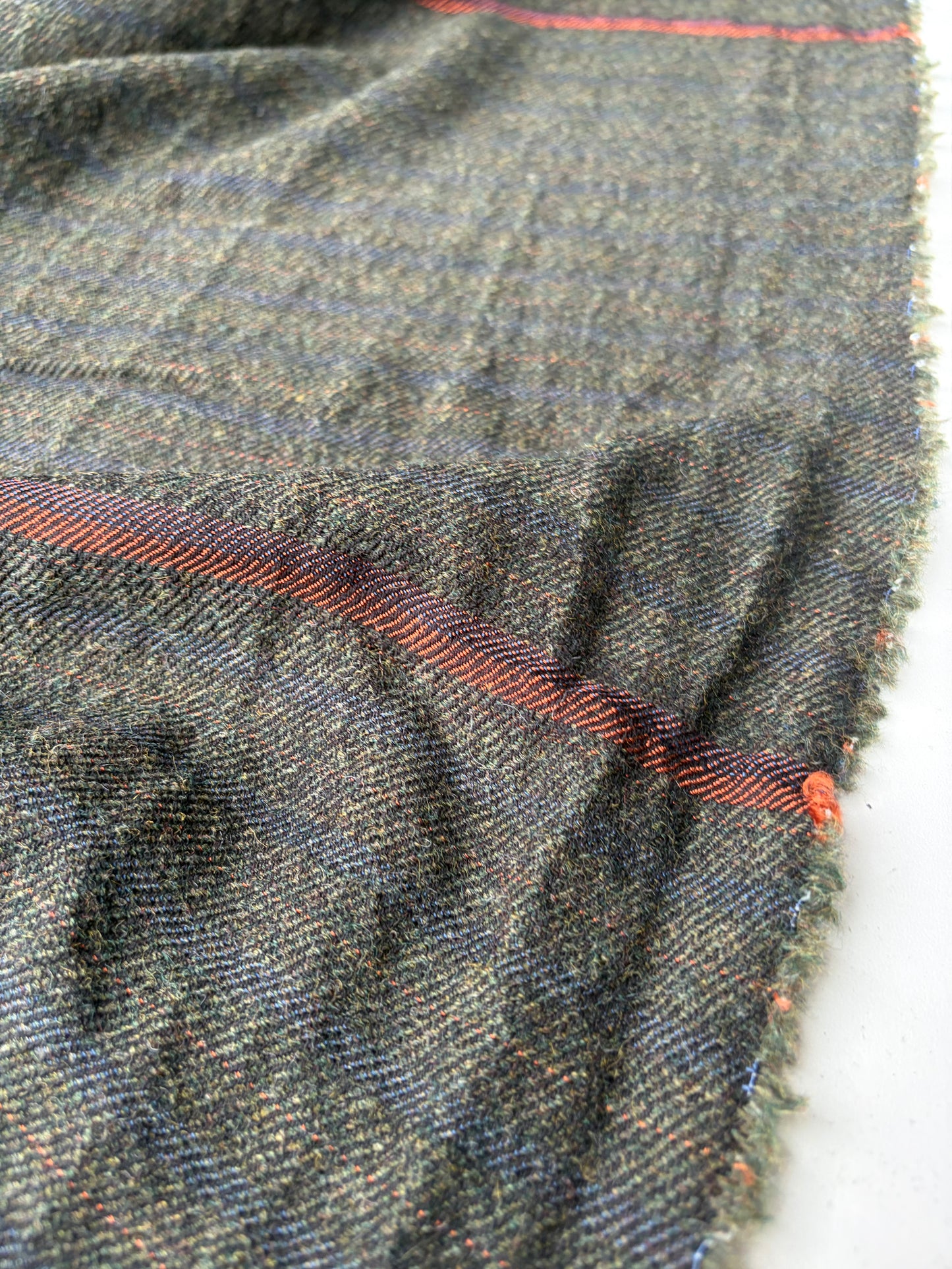 SMITHERS 017 green/navy/orange striped woolen fabric