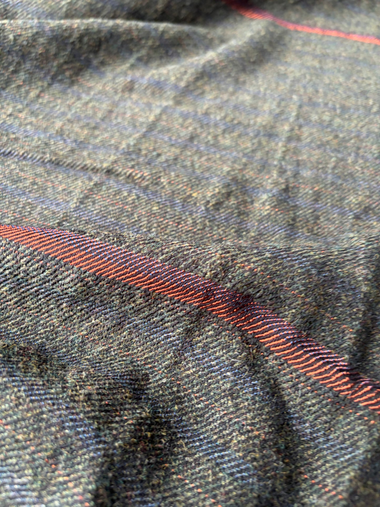 SMITHERS 017 green/navy/orange striped woolen fabric