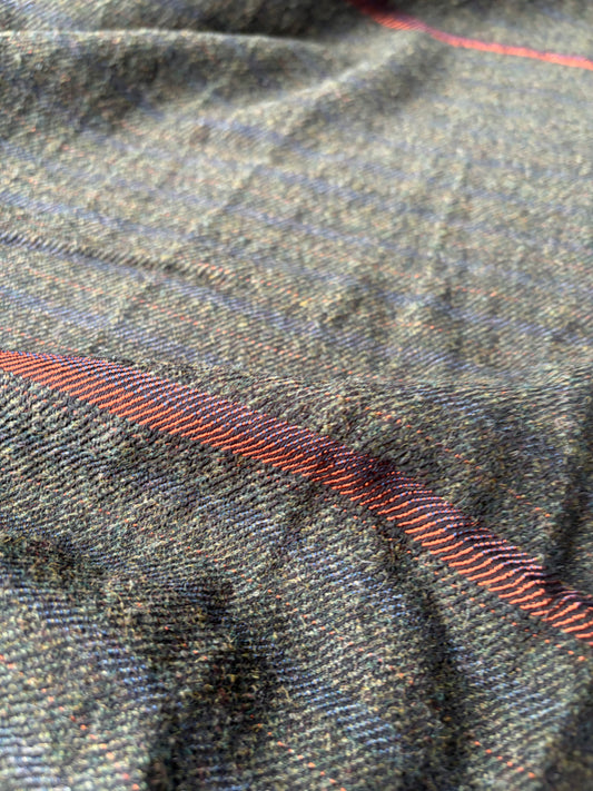 SMITHERS 017 green/navy/orange striped woolen fabric