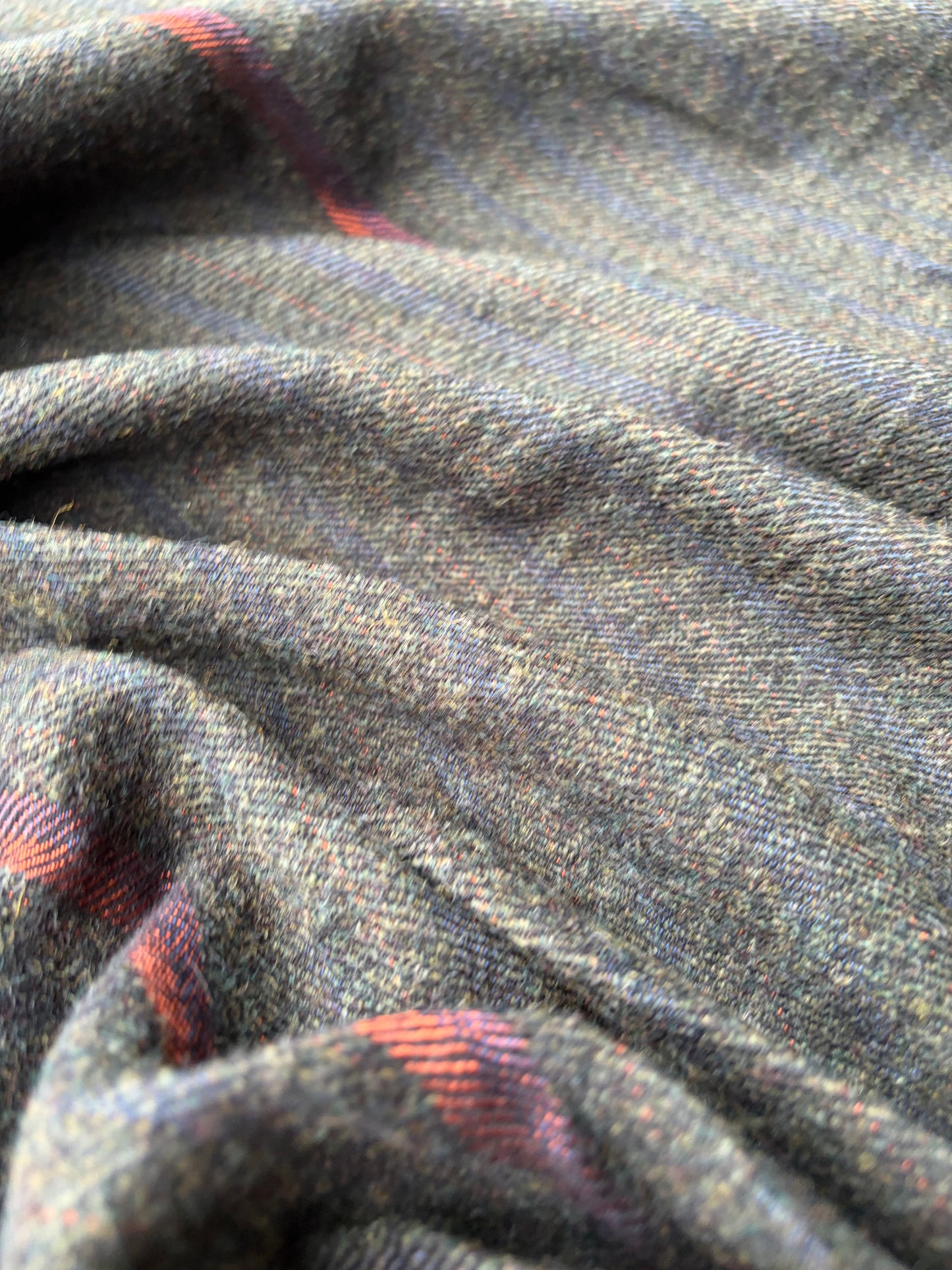 SMITHERS 017 green/navy/orange striped woolen fabric