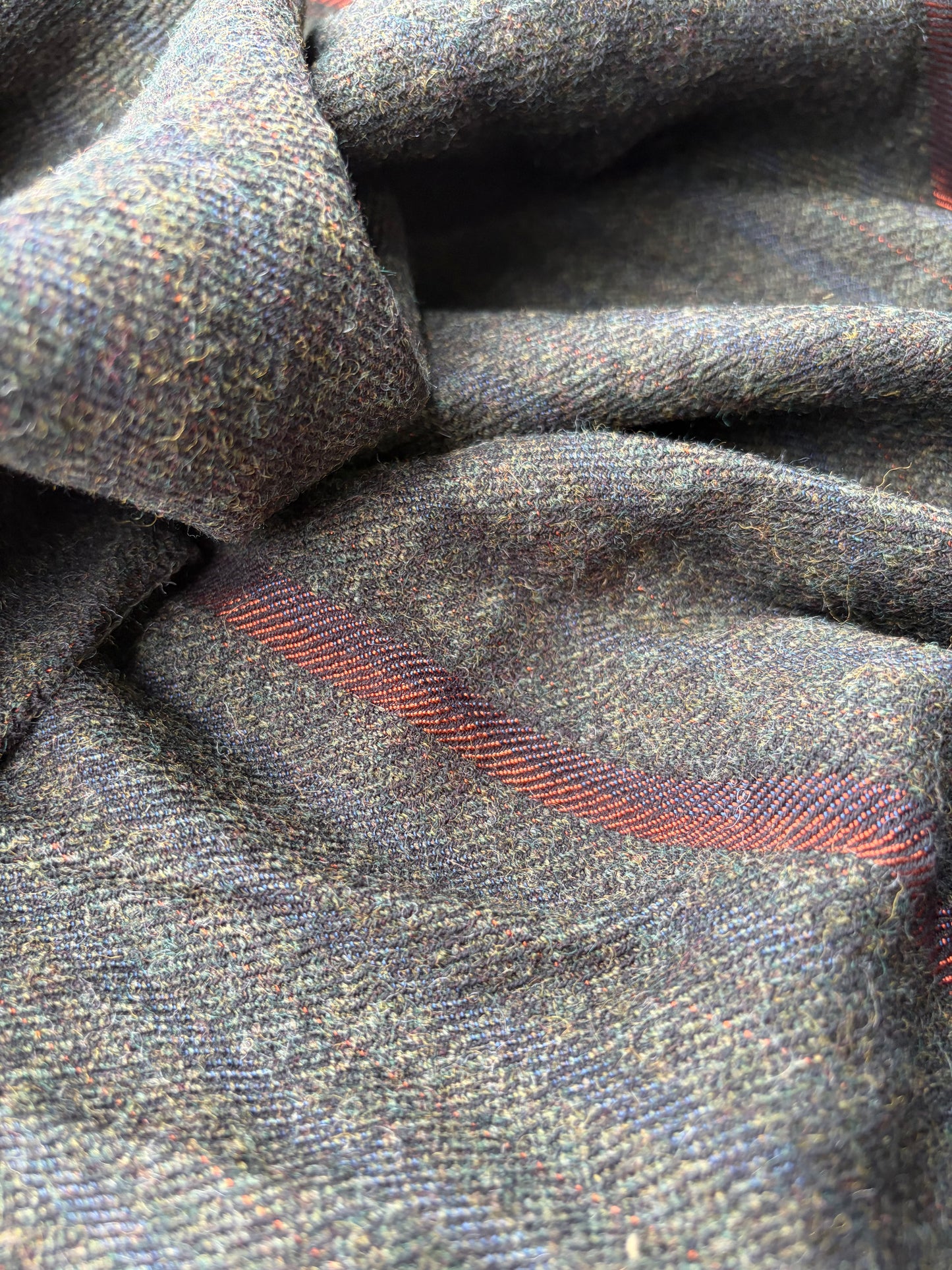 SMITHERS 017 green/navy/orange striped woolen fabric