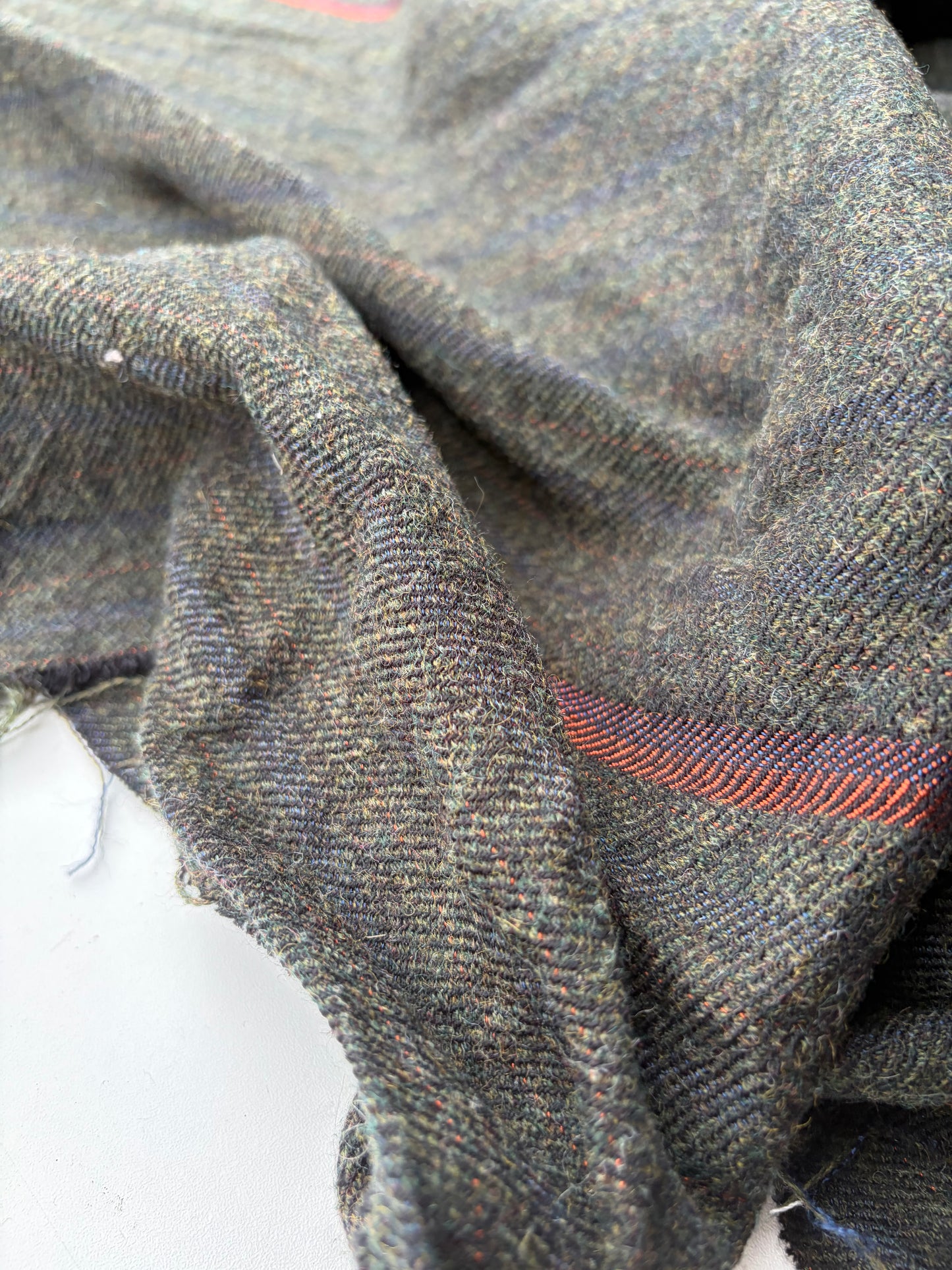 SMITHERS 017 green/navy/orange striped woolen fabric