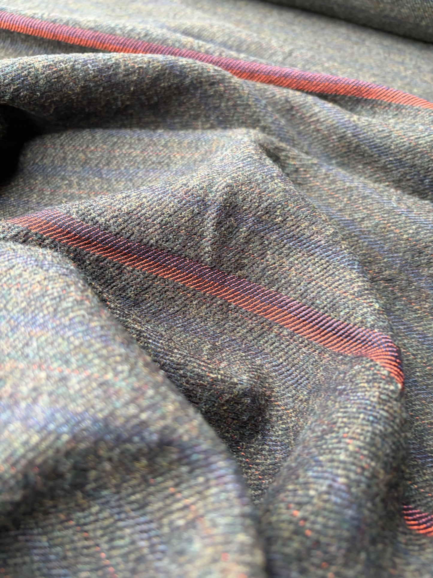 SMITHERS 017 green/navy/orange striped woolen fabric