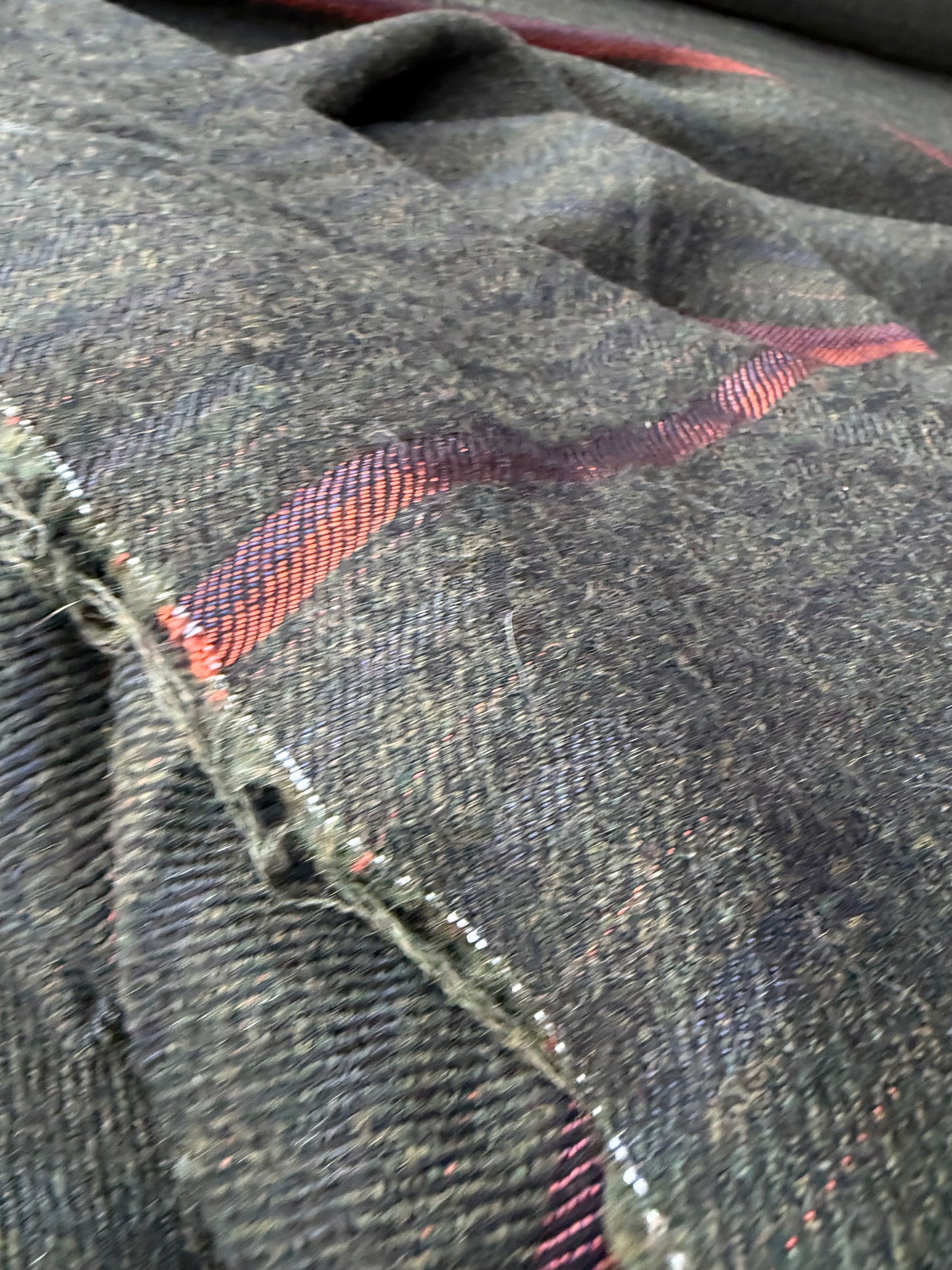 SMITHERS 017 green/navy/orange striped woolen fabric
