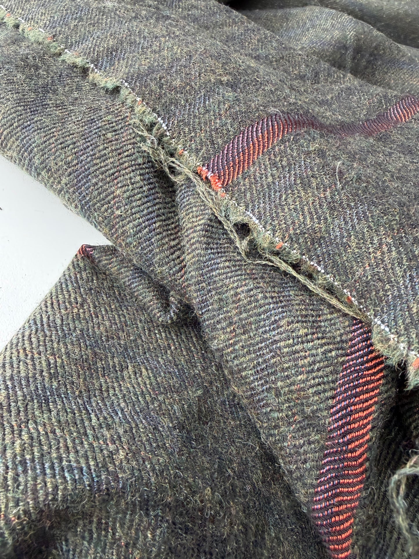 SMITHERS 017 green/navy/orange striped woolen fabric