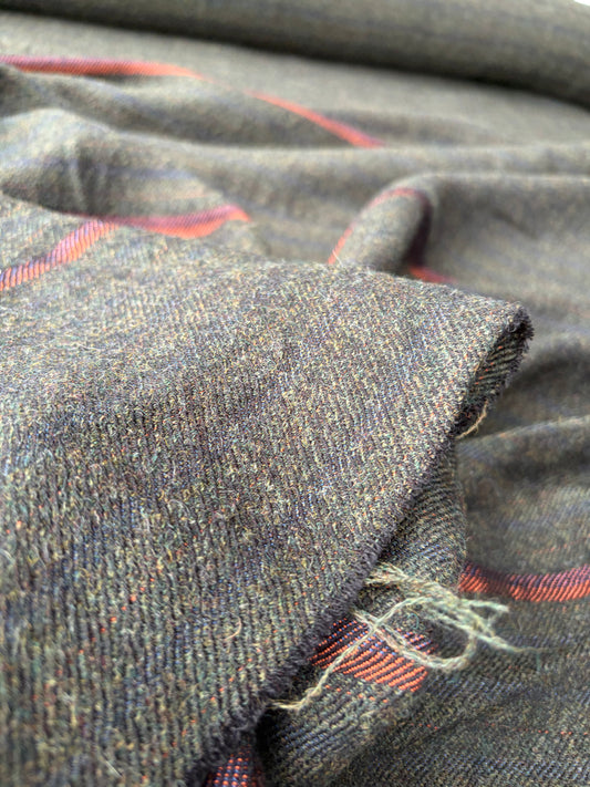 SMITHERS 017 green/navy/orange striped woolen fabric