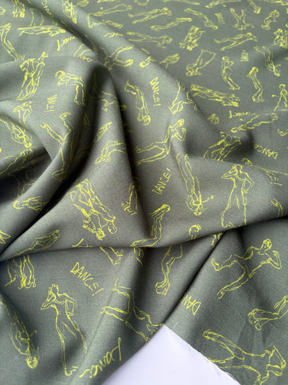 PC VINCE 023 viscose print green/lime "dance"
