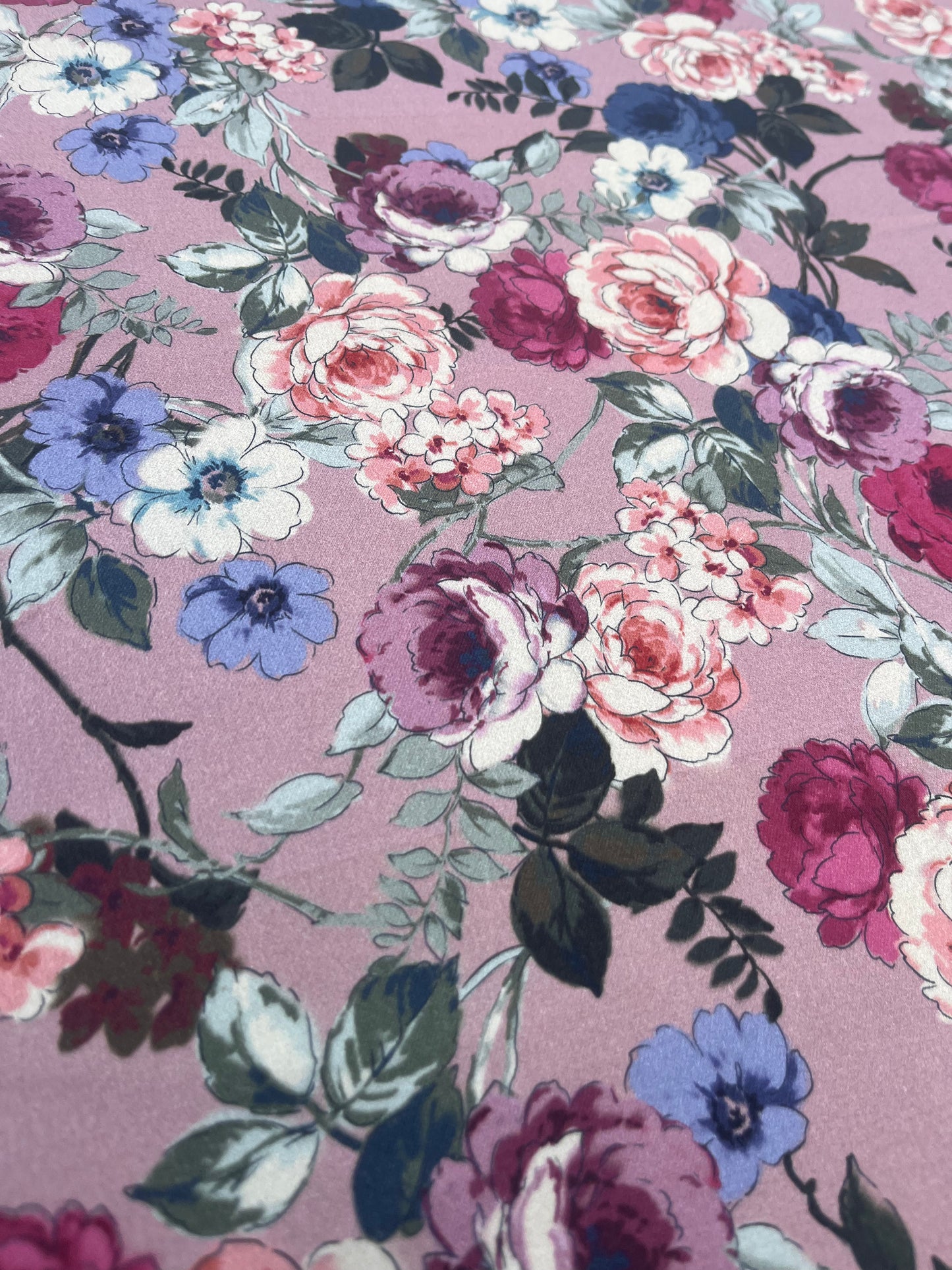 POLLY JANE 028 cotton satin stretch  old pink roses