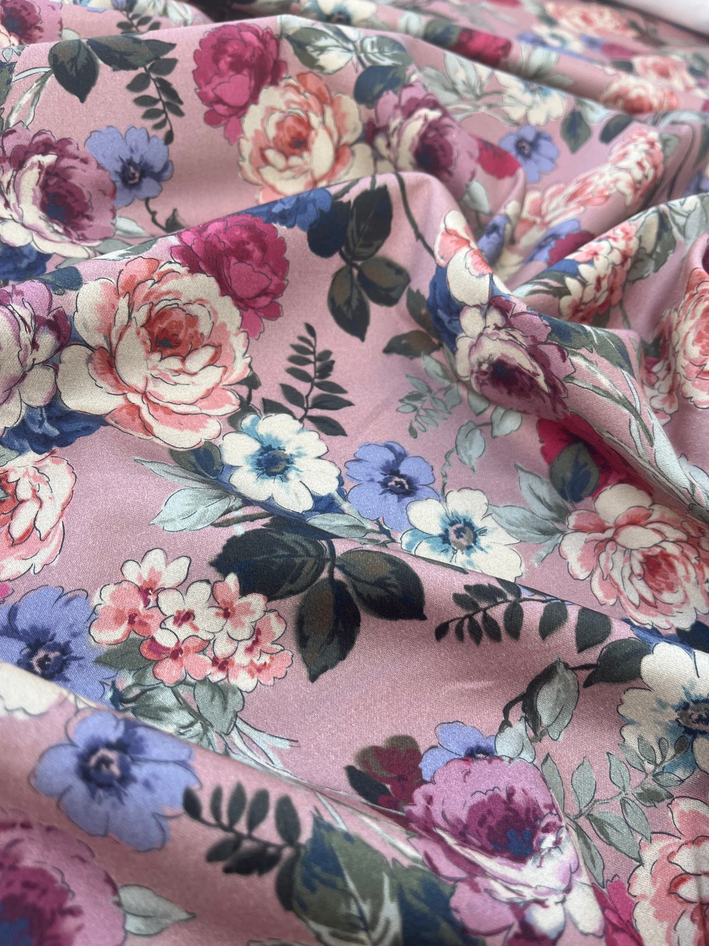 POLLY JANE 028 cotton satin stretch  old pink roses