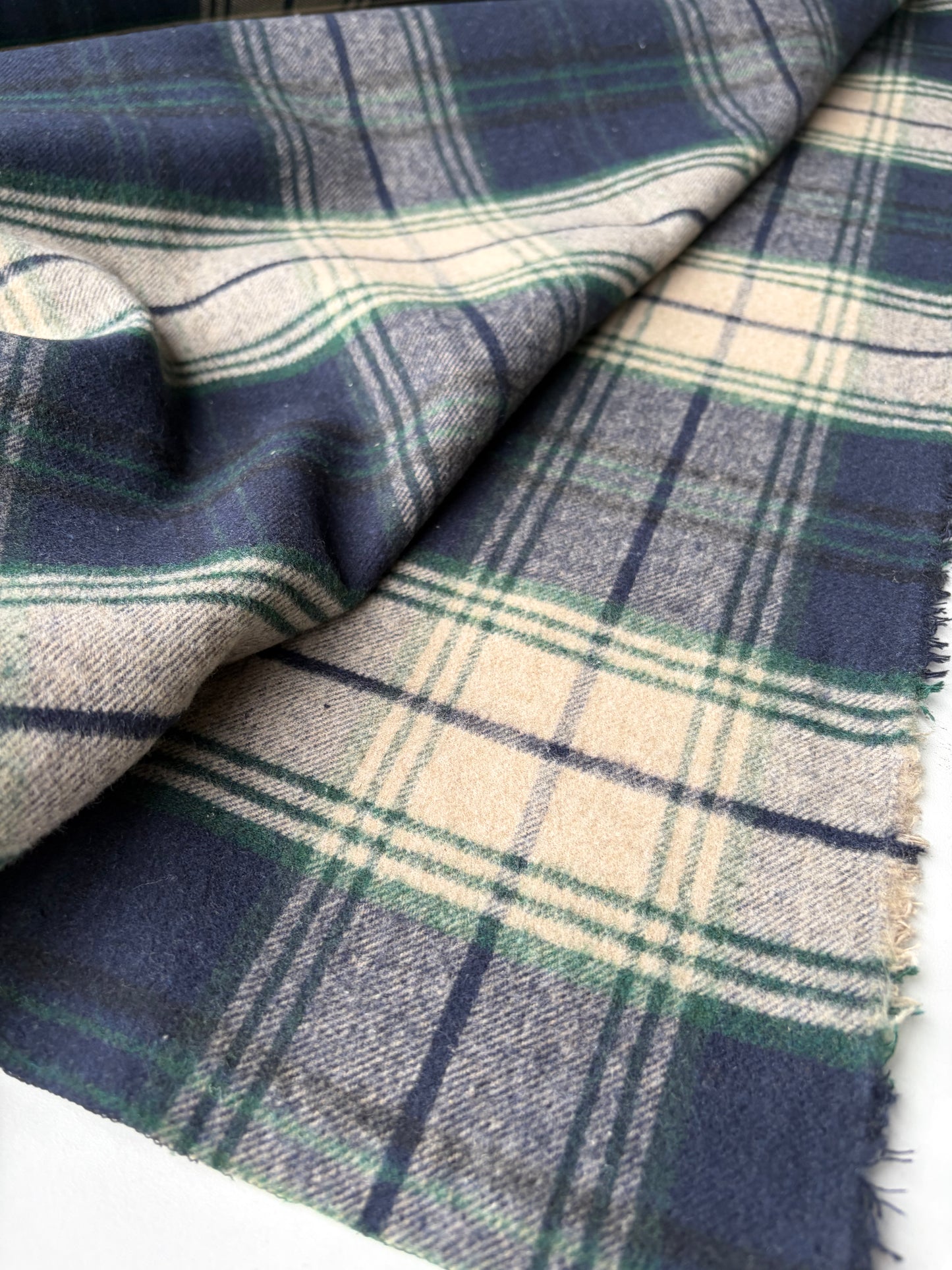 SMITHERS 021 navy/camel  checkered heavy cotton flannel