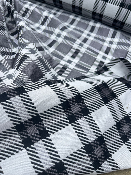Hélène 025 cotton jacquard black/silver double face check 2