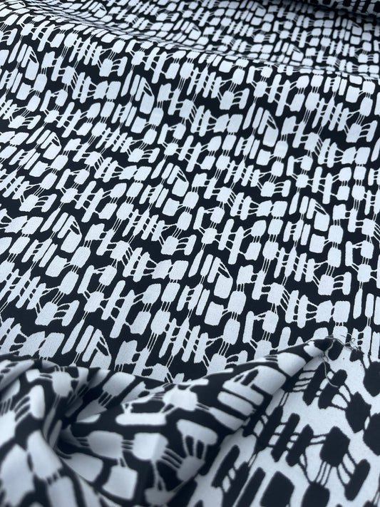 Hélène 026 stretch jacquard off white-black