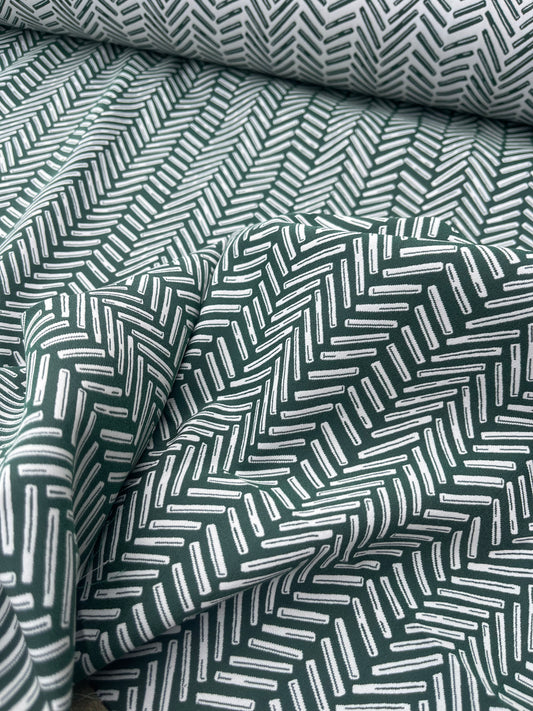 Hélène 031 stretch jacquard off white/green chevron