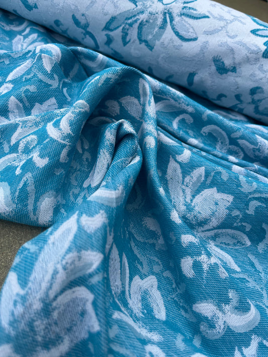 Hélène 035 jacquard aqua/silver flowers