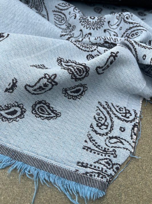 Hélène 038 heavy cotton jacquard patchwork blue/brown
