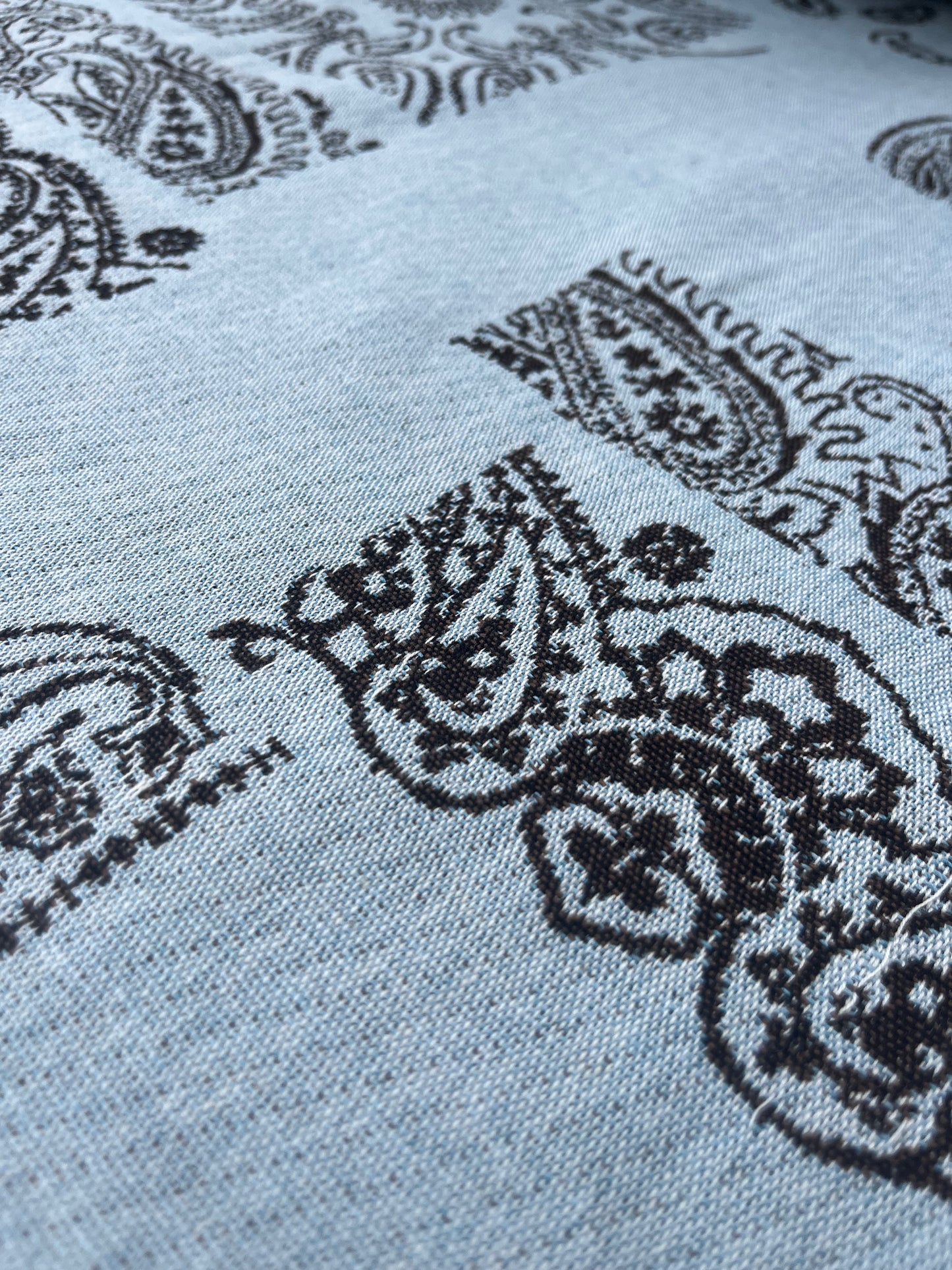 Hélène 038 heavy cotton jacquard patchwork blue/brown