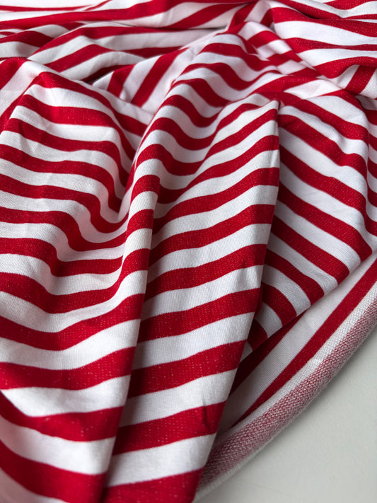 BRUCE 014  heavy viscose jersey stripes red/white