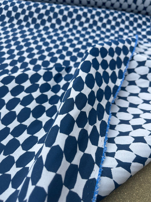 Hélène 047 stretch jacquard off white-navy