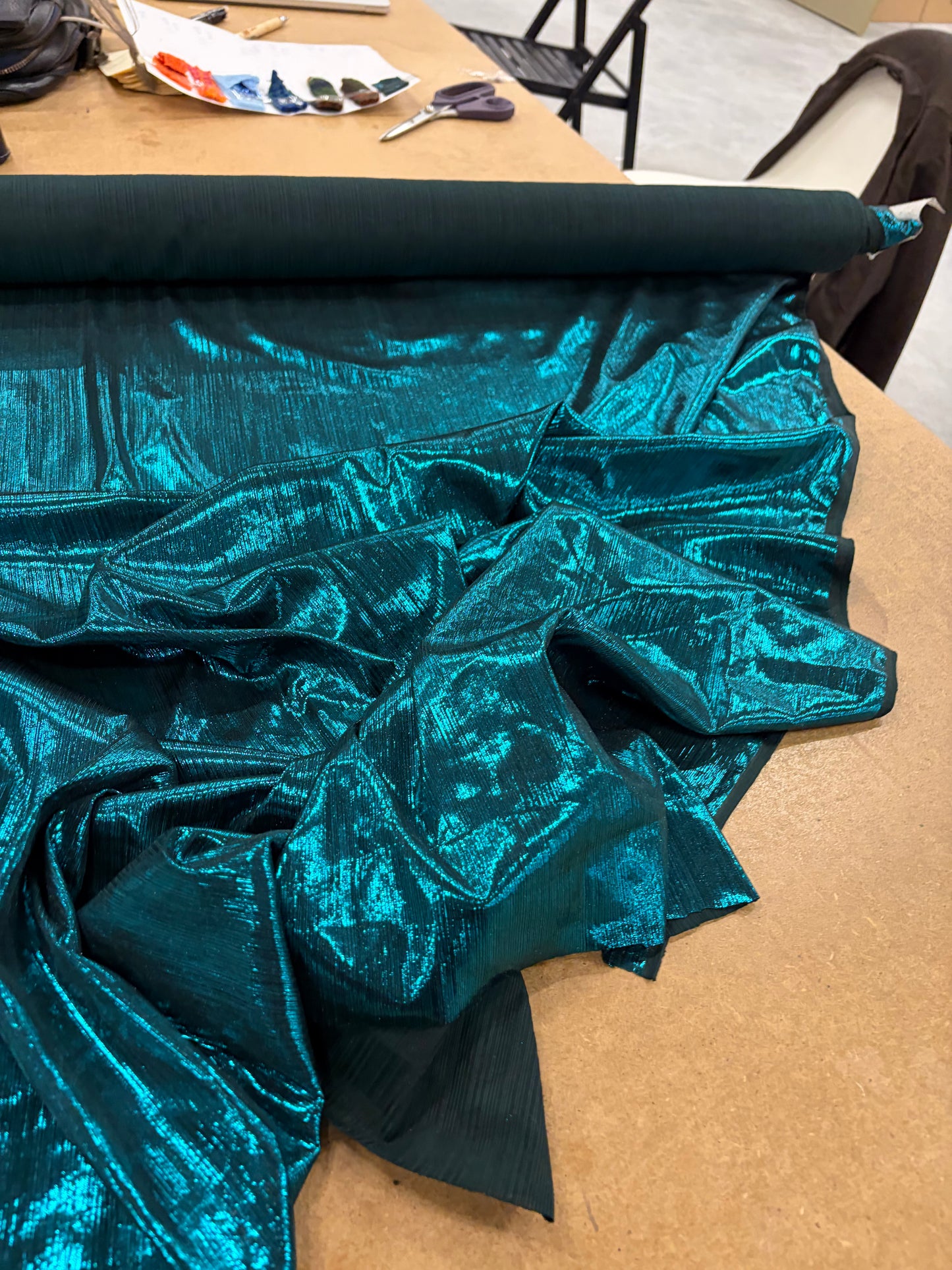 VIC 013 jersey crepon foil print emerald green