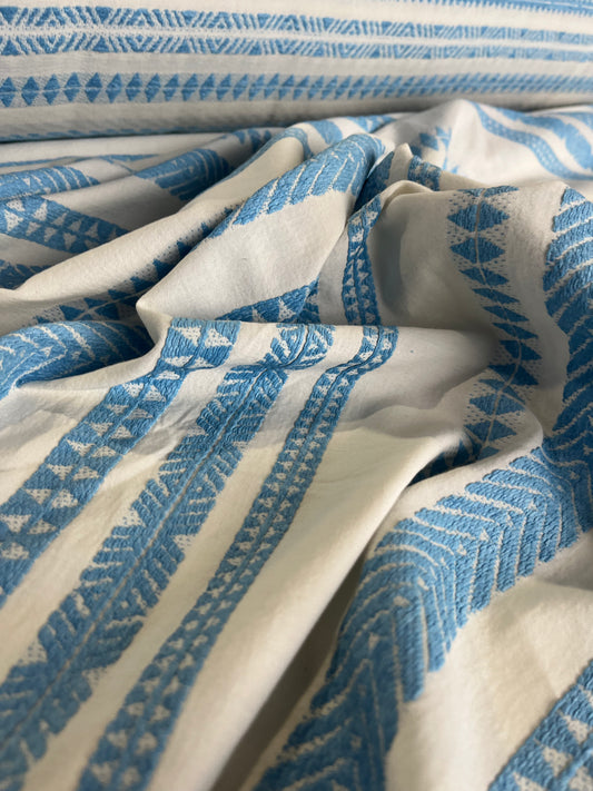 BAKU 005 cotton jacquard aztec design indigo