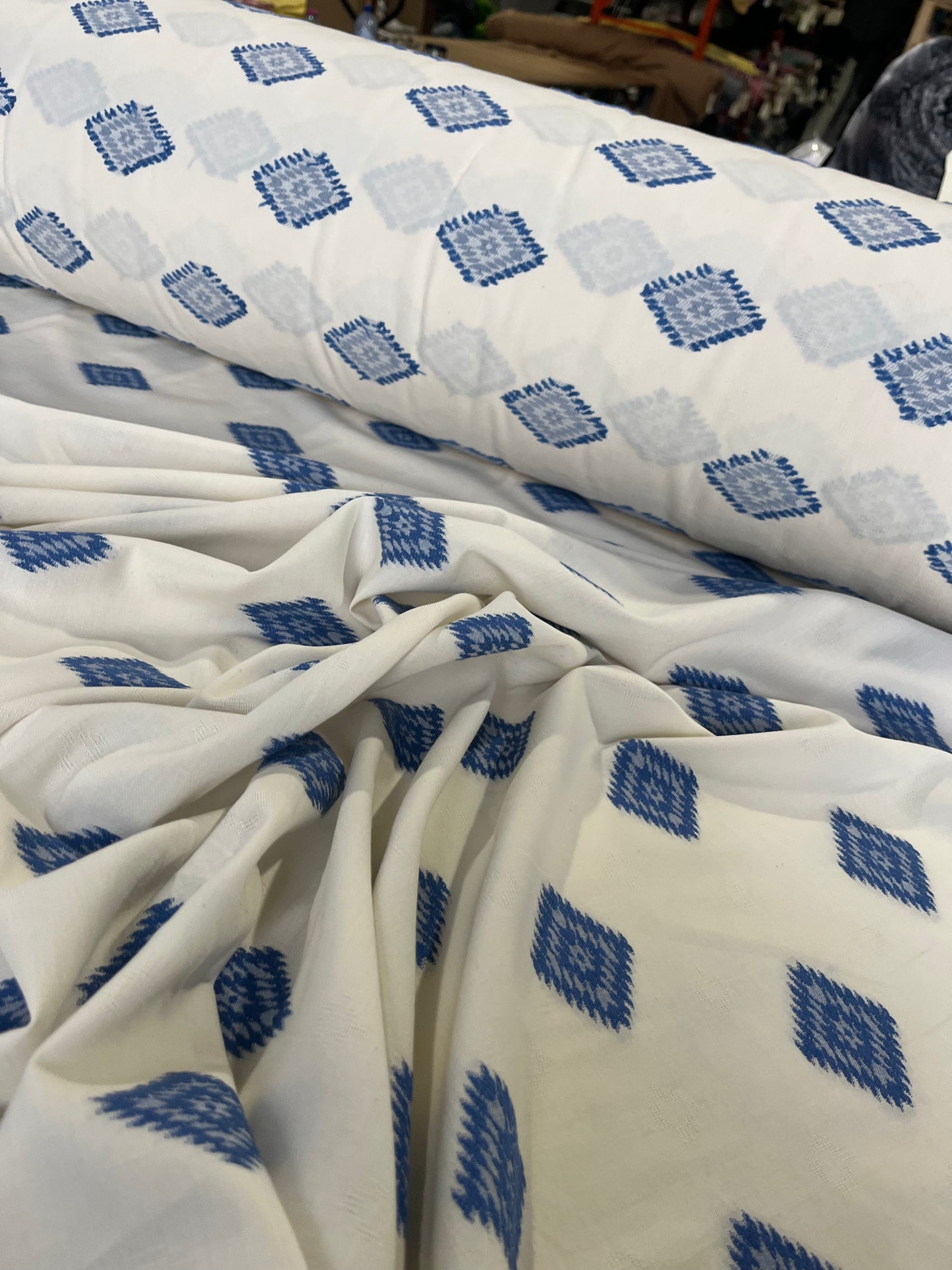 BAKU 006 cotton jacquard aztec design indigo