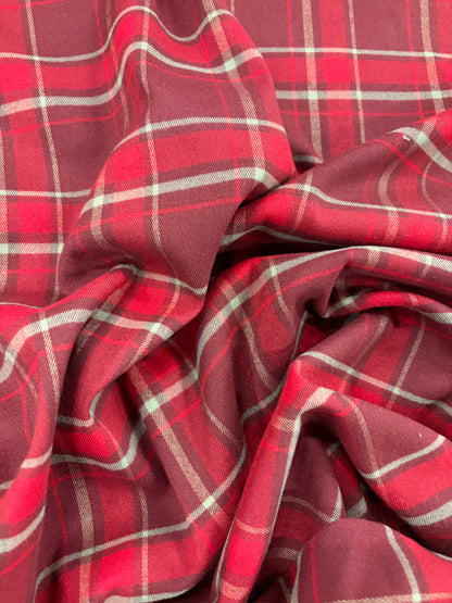 VIC 016 red burgundy checkered stretch fabric