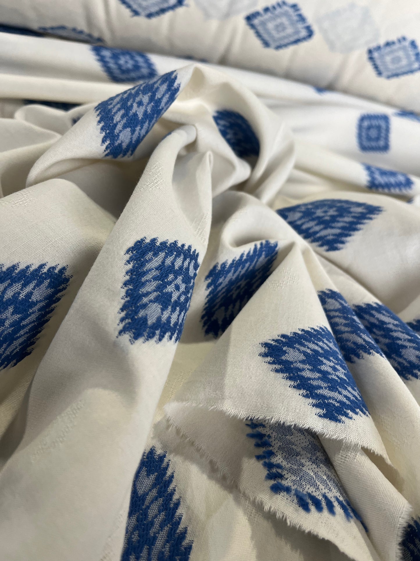 BAKU 006 cotton jacquard aztec design indigo