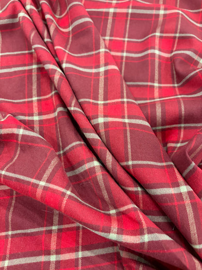 VIC 016 red burgundy checkered stretch fabric