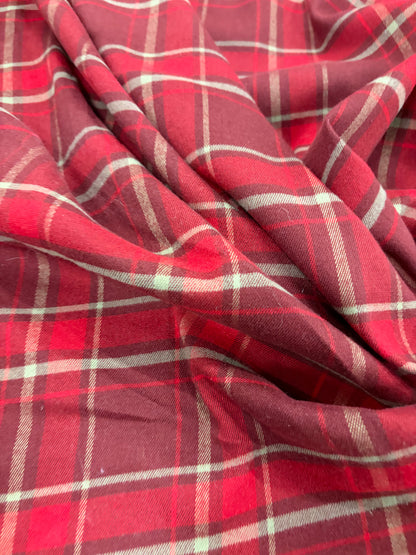 VIC 016 red burgundy checkered stretch fabric