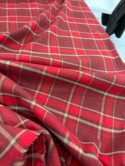 VIC 016 red burgundy checkered stretch fabric