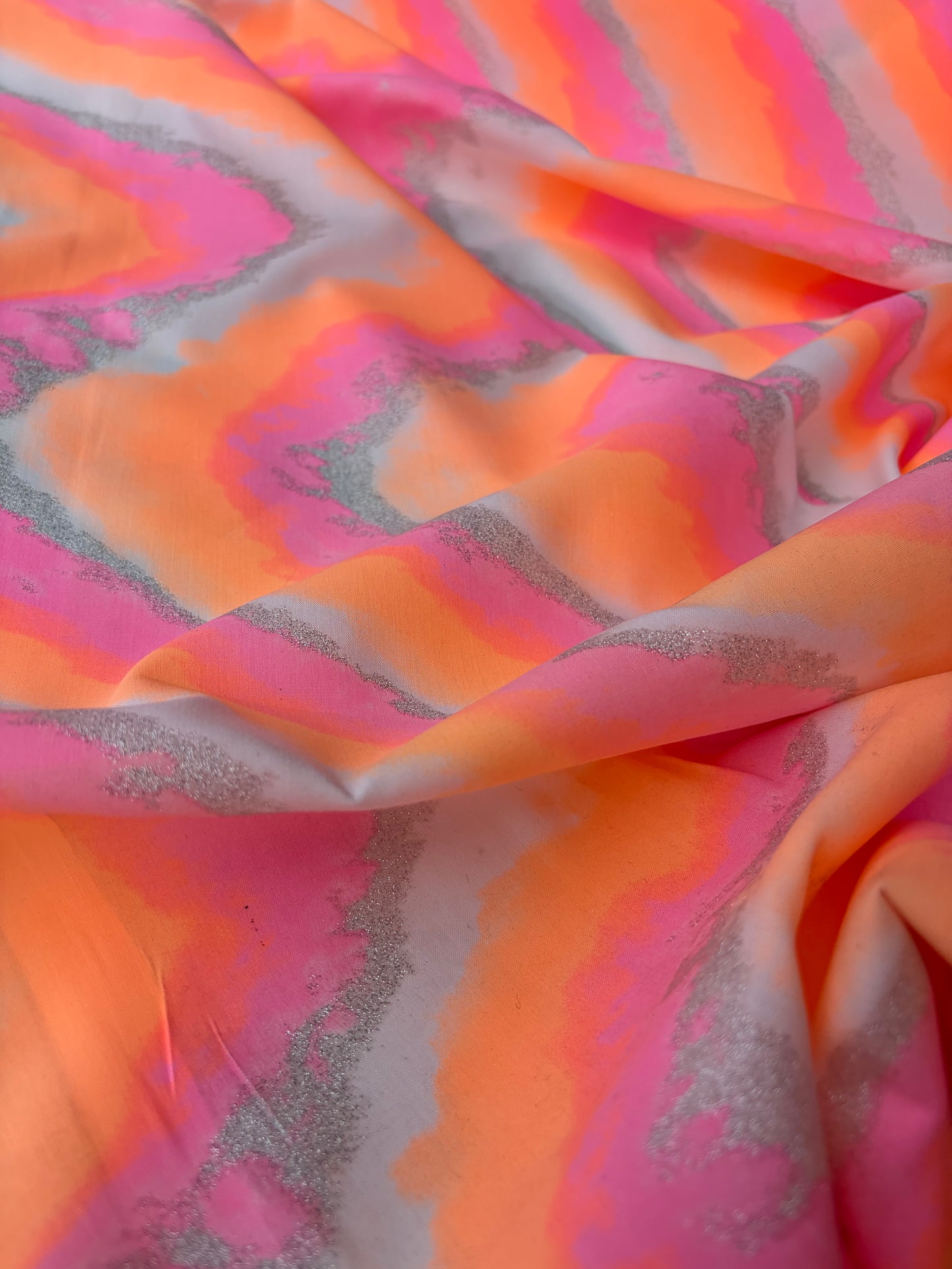 BRUCE 026 cotton voile fluo and silver vagues