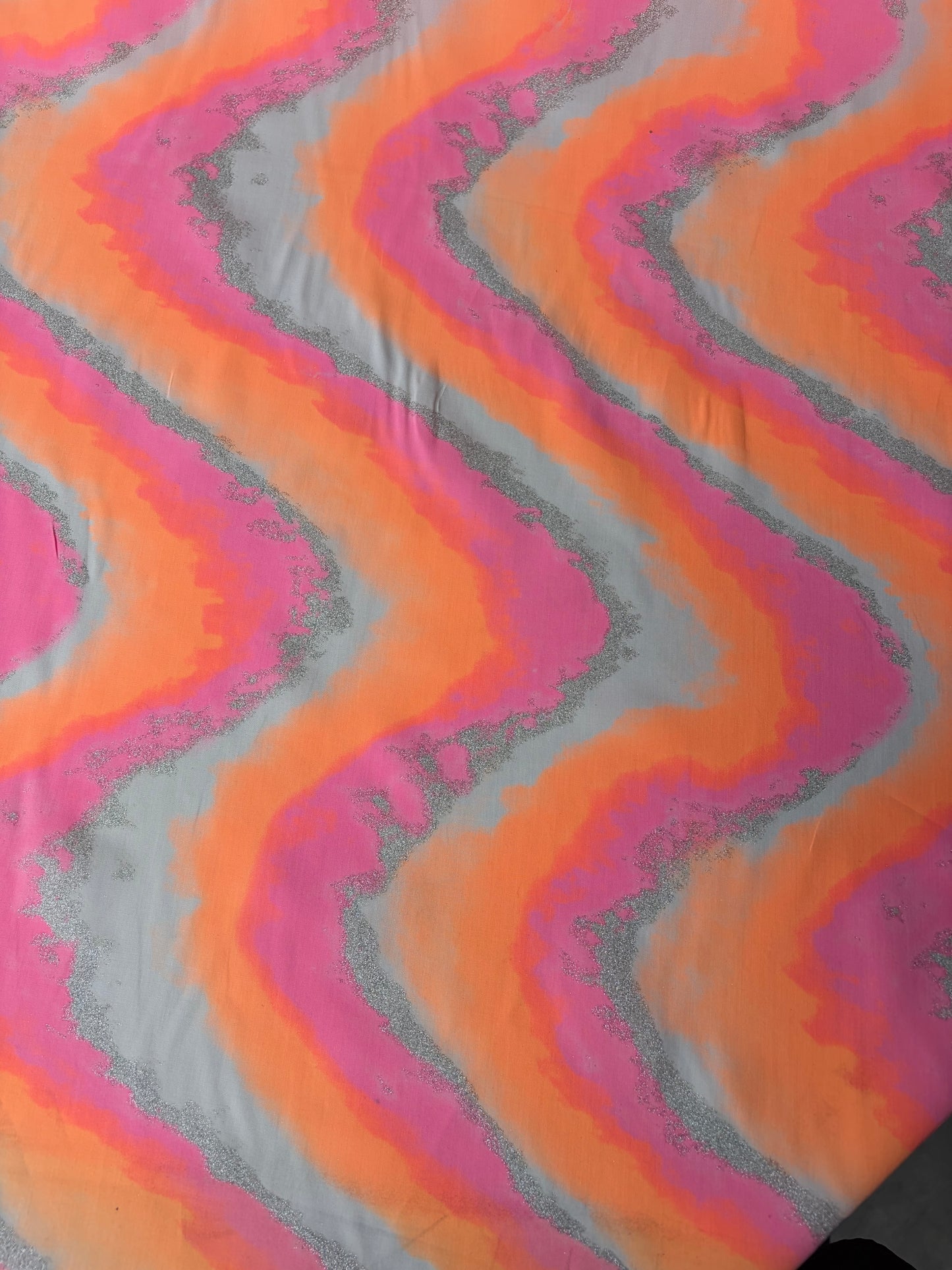 BRUCE 026 cotton voile fluo and silver vagues