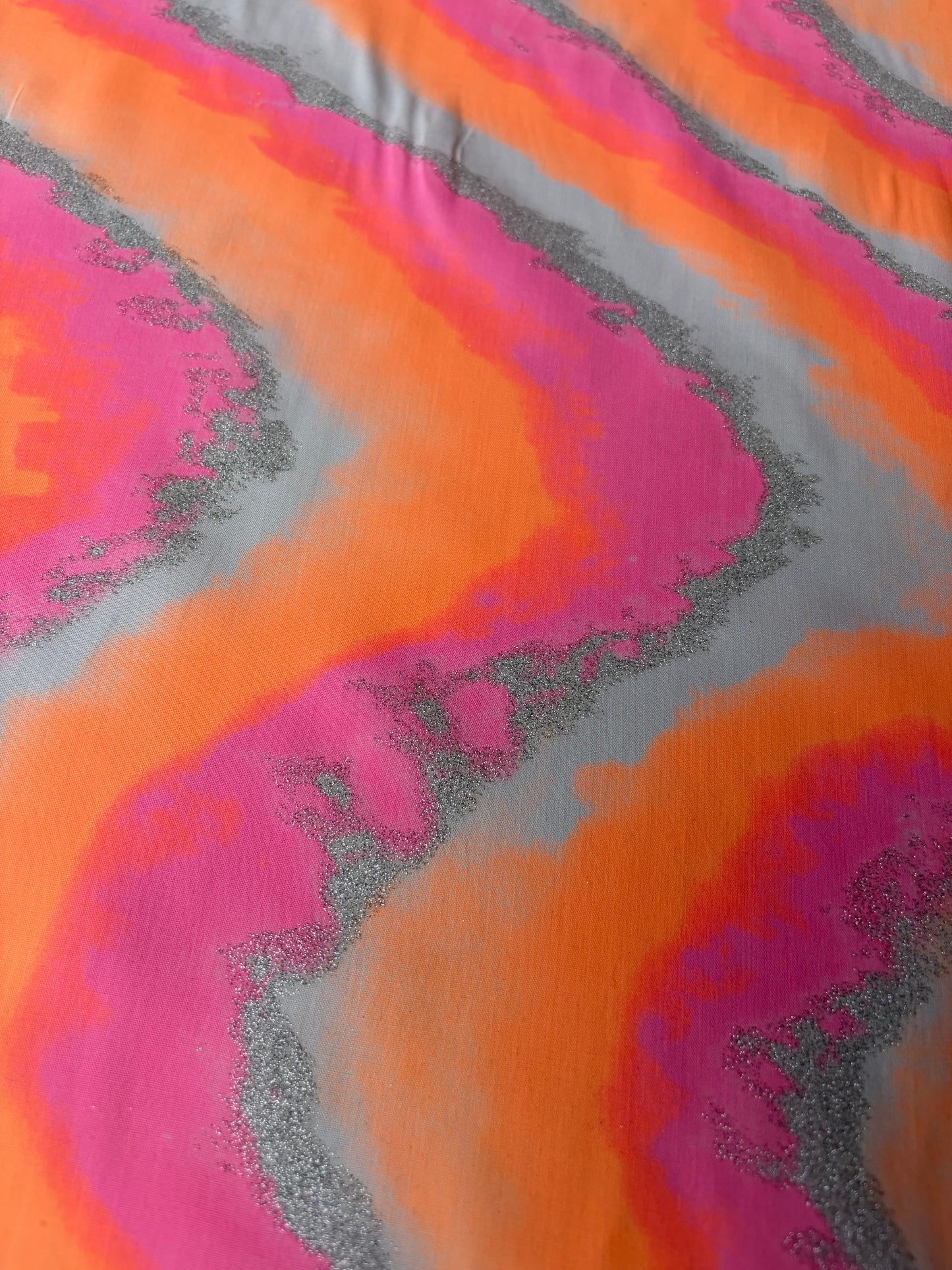 BRUCE 026 cotton voile fluo and silver vagues