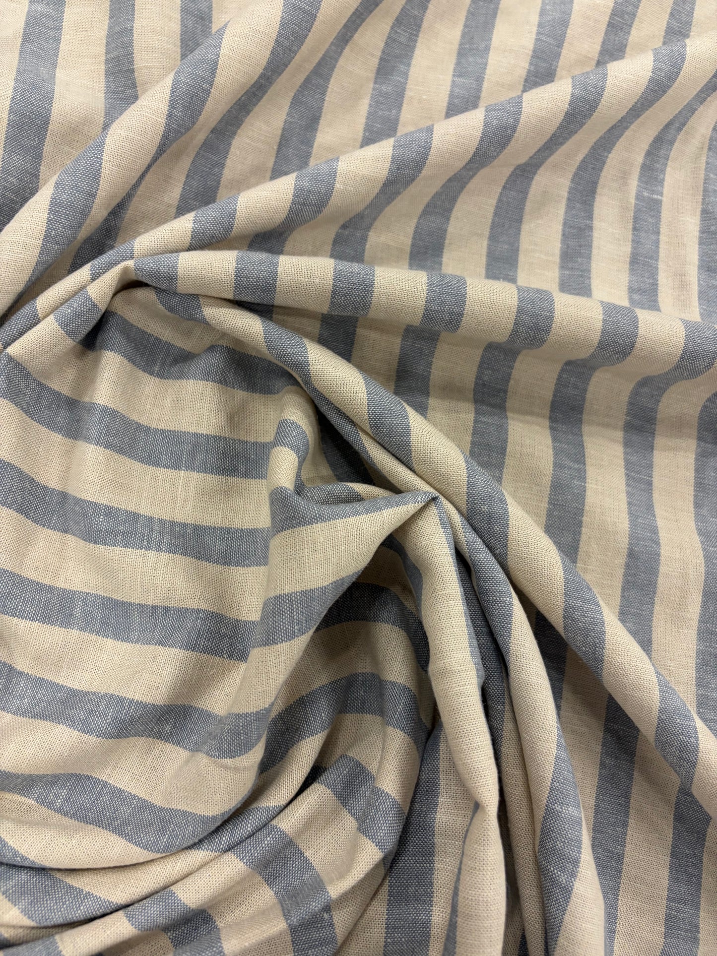 WALTHER 001 Oxford striped cotton shirting fabric light blue