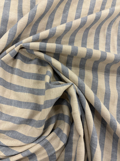 WALTHER 001 Oxford striped cotton shirting fabric light blue