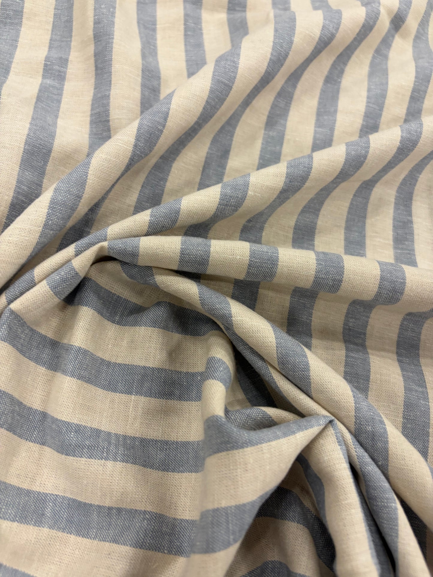 WALTHER 001 Oxford striped cotton shirting fabric light blue