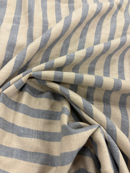 WALTHER 001 Oxford striped cotton shirting fabric light blue