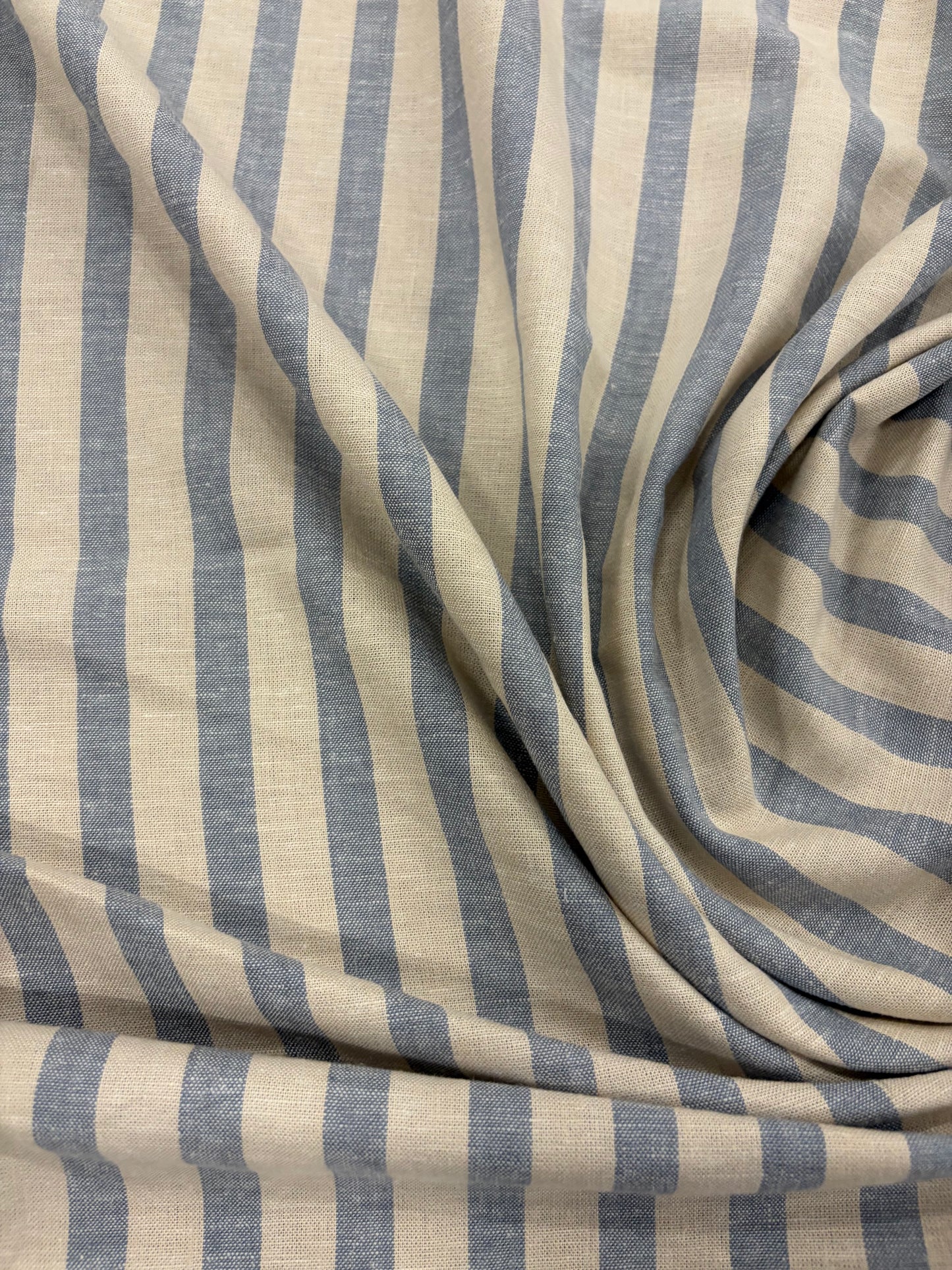 WALTHER 001 Oxford striped cotton shirting fabric light blue