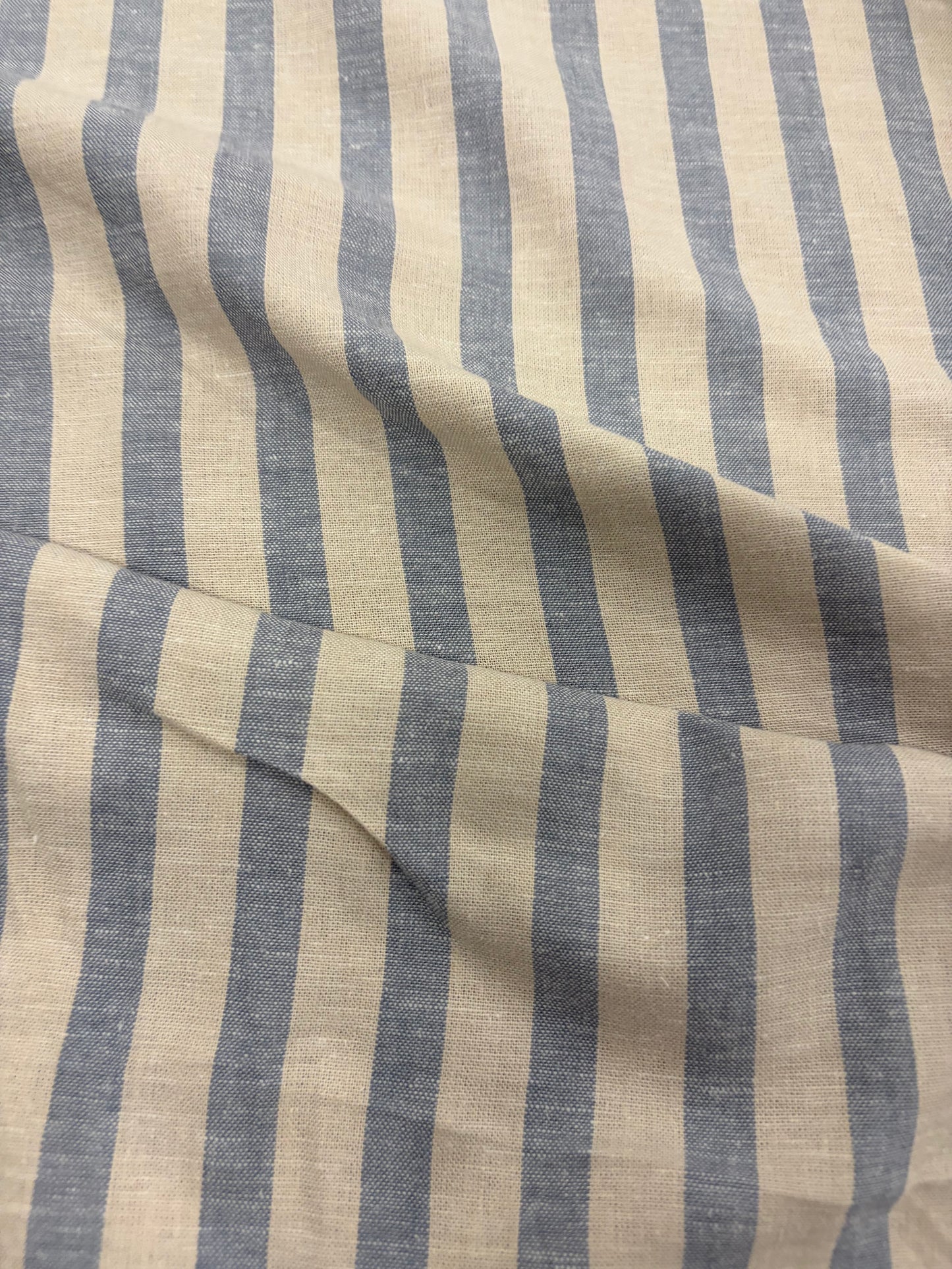 WALTHER 001 Oxford striped cotton shirting fabric light blue