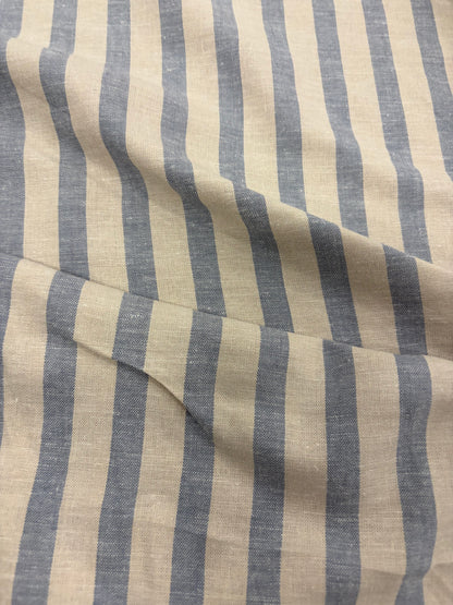 WALTHER 001 Oxford striped cotton shirting fabric light blue