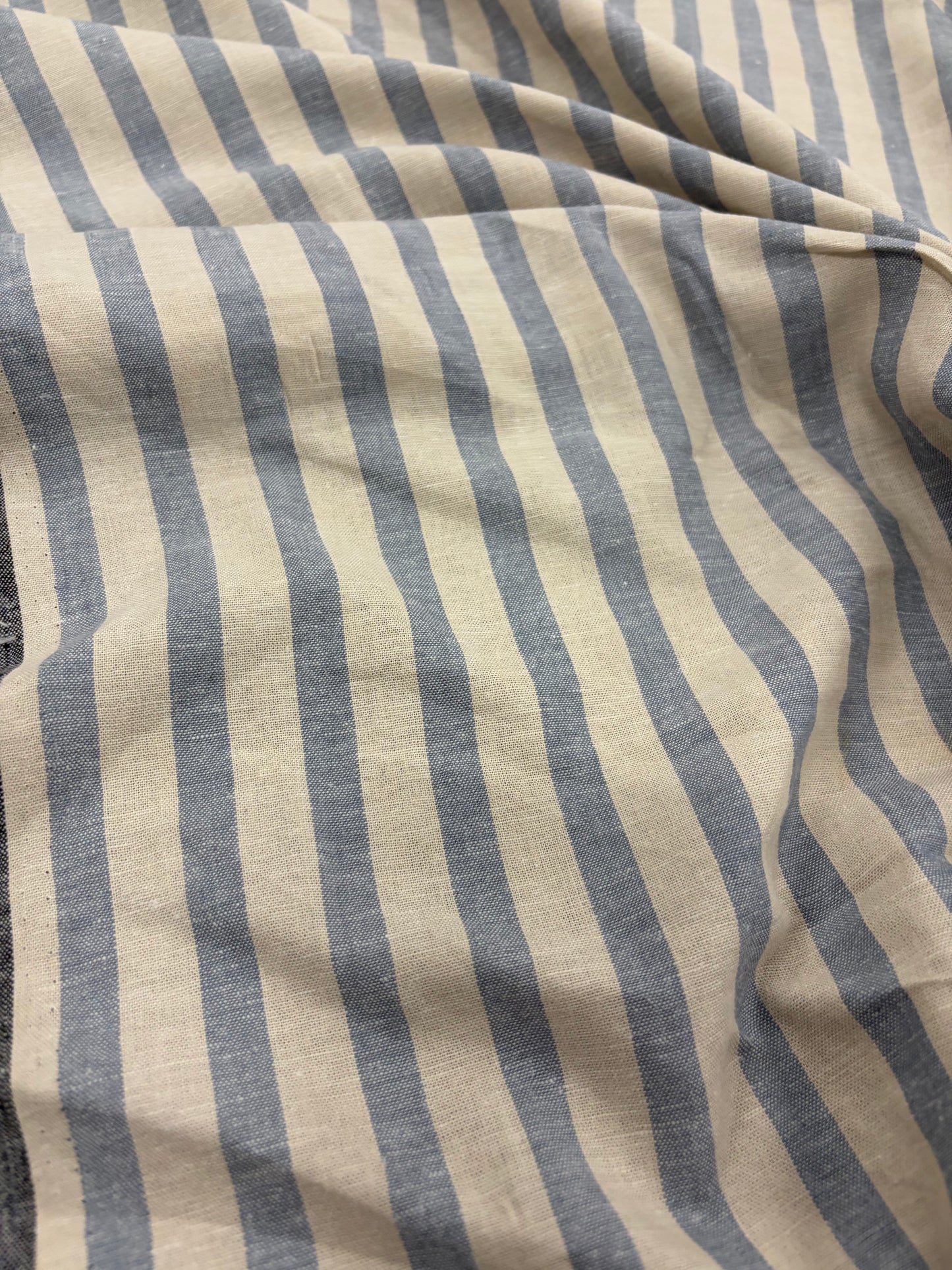WALTHER 001 Oxford striped cotton shirting fabric light blue
