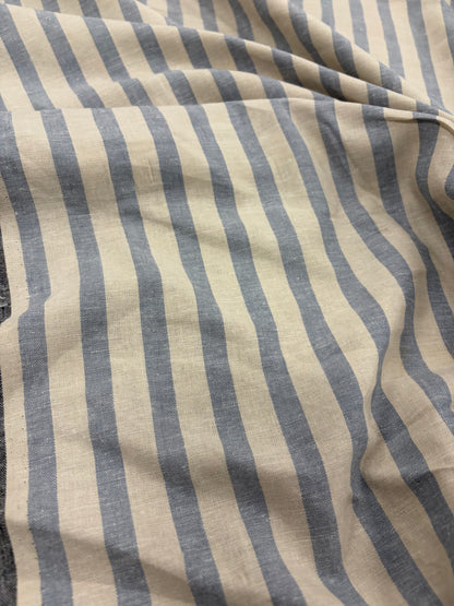 WALTHER 001 Oxford striped cotton shirting fabric light blue