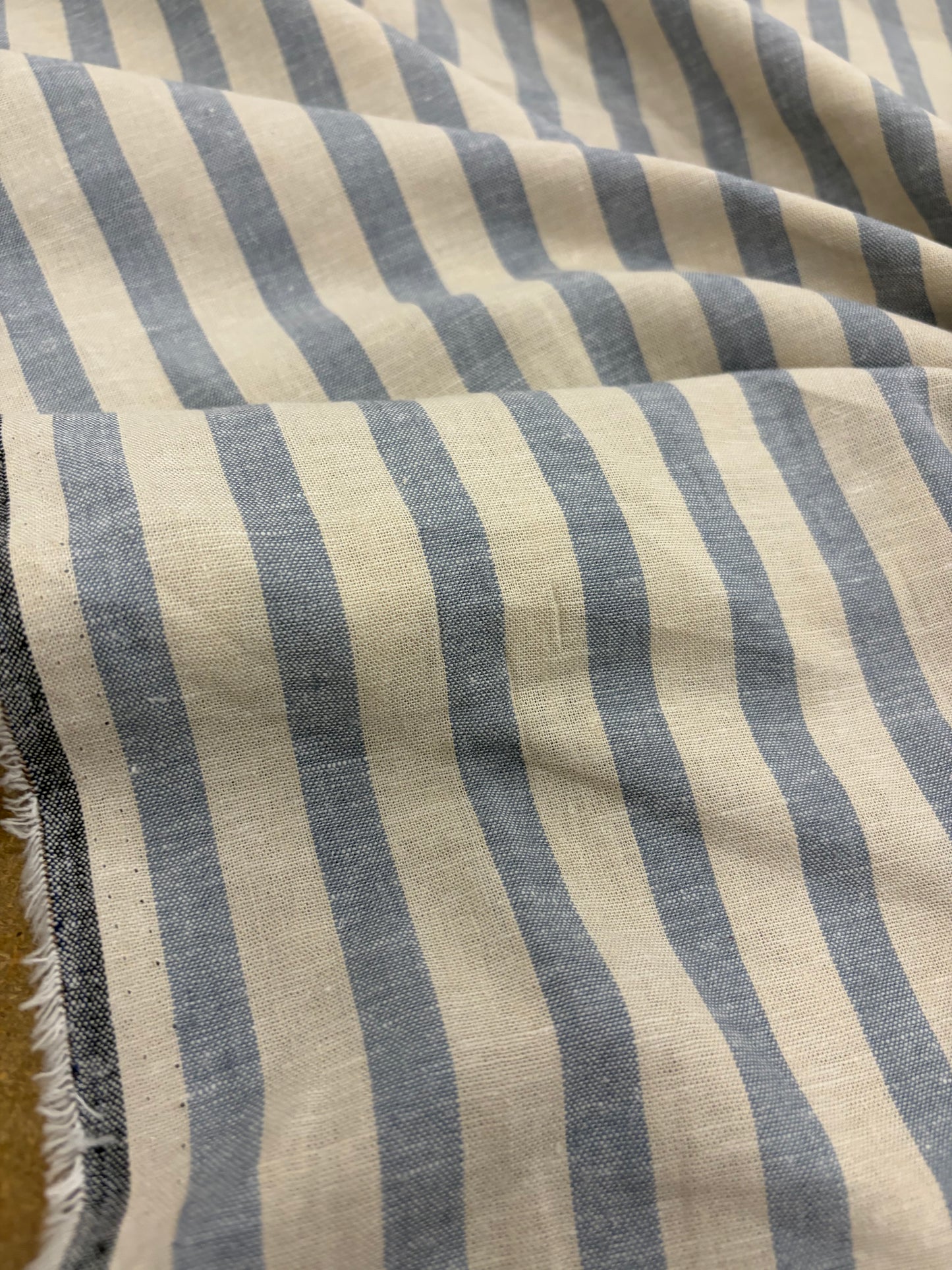 WALTHER 001 Oxford striped cotton shirting fabric light blue