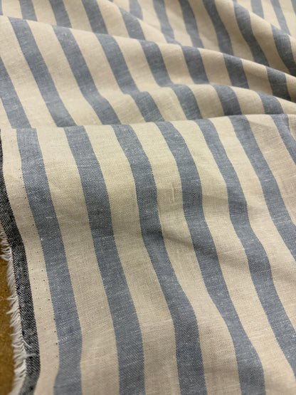 WALTHER 001 Oxford striped cotton shirting fabric light blue