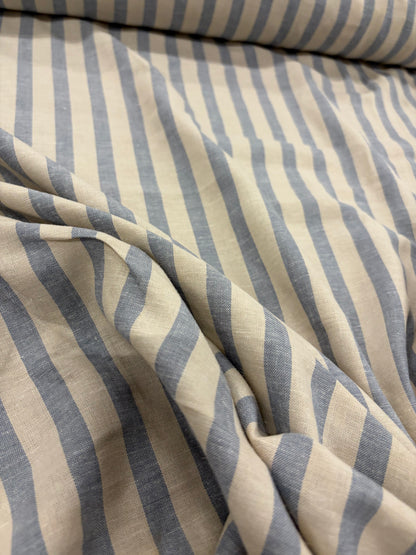 WALTHER 001 Oxford striped cotton shirting fabric light blue